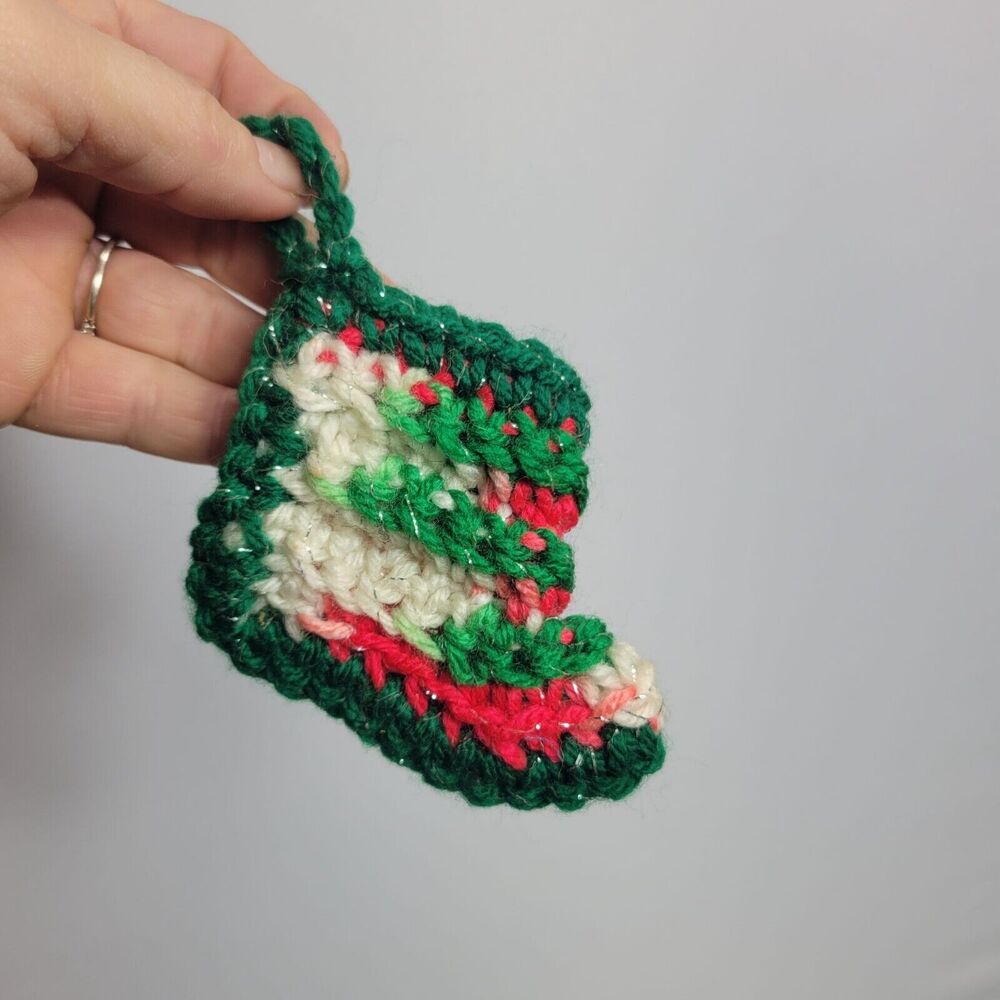 Handmade Crochet Mini Christmas Stocking Ornament